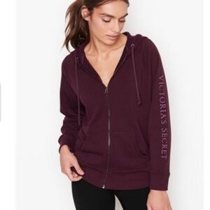 VICTORIAS SECRET Women Stretch Fleece Front Zip Hoodie | M